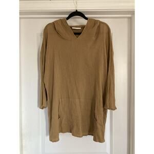 Bryn Walker Cotton Gauze Breathable Hoodie Lagenlook Oversized Relaxed Golden L